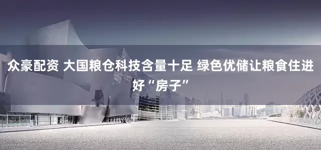 众豪配资 大国粮仓科技含量十足 绿色优储让粮食住进好“房子”